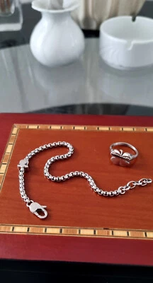 SET: ARMBAND (L. 20-22 CM) verstellbar  +  RING (Gr. 18 MM),  Unisex, Edelstahl - Bild 1 von 4