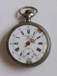 Antique F. Bachschmid Pocket Watch Silver Tone Pocket Watch Runs AS IS - Picture 1 of 5
