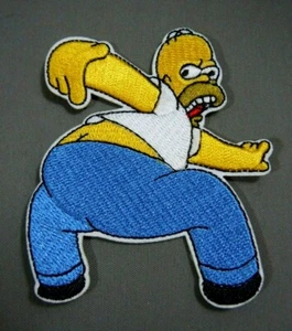 "Kiss My Butt" - mit Homer Simpson - gestickter Bügelbild Aufnäher - 2,5" x 3" - Bild 1 von 2