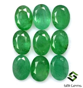 6.63 Cts Certified Natural Emerald Oval Cut 7x5 mm Lot 09 Pcs Untreated Gemstone - Picture 1 of 4