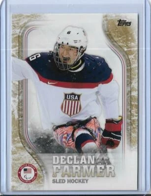 2018 TOPPS OLYMPICS DECLAN FARMER SLED HOCKEY GOLD PARALLEL CARD USA-43 ~ /25 - Image 1 of 2