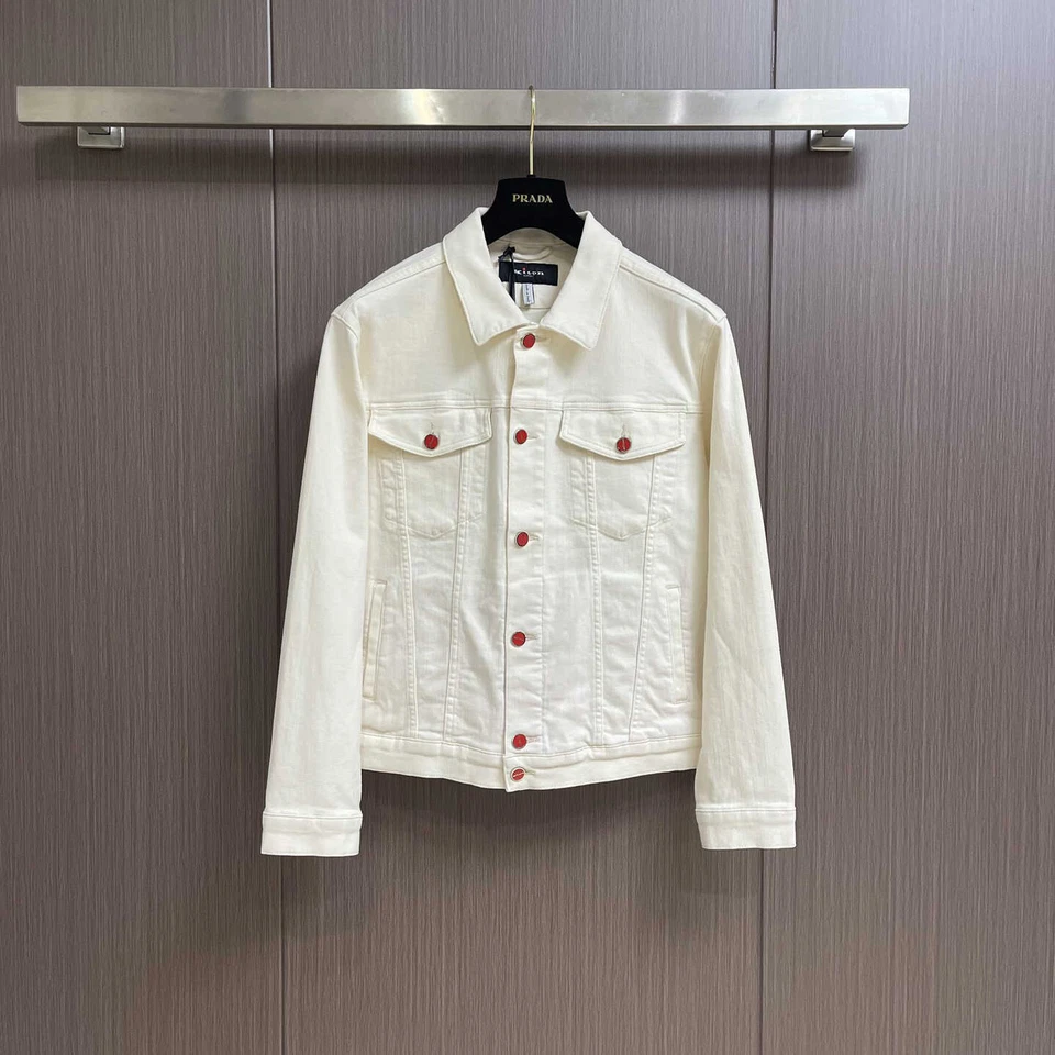 Kiton Hombre Doble Bolsillo Bordado Solapa Denim Chaqueta Foto 1 de 4