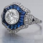 1.70Ct White Round Cut Cz Art Deco Engagement Wedding Sterling Silver Ring