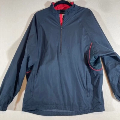 Jaqueta Footjoy FJ Dryjoys Masculina L Preta/Vermelha 1/2 Zíper Golfe Performance Pulôver Chuva - Imagem 1 de 4