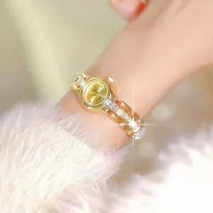 Luxury Women Watch Square Diamond Bracelet Band Round Women's Quartz Wrist Watch - Picture 1 of 10