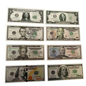 8PCS Dollar Bill Full Set Silver Banknote Colorful USD 1/2/5/10/20/50/100 - Picture 1 of 3