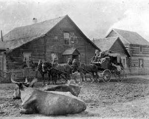 Royal Mail Stage Coach en parada de descanso 1898 Cowboy Pioneer 8""x 10"" Foto 82 - Imagen 1 de 1