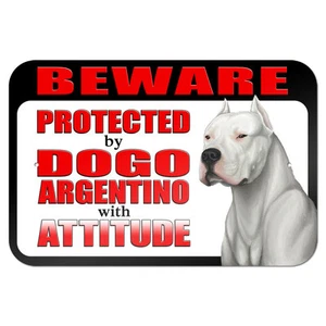 Cuidado protegido por Dogo Argentino con letrero de metal Attitude 9"" x 6 - Imagen 1 de 1