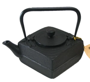 Tetsubin Cast Iron Serving Teapot Square Dragonfly Black 18 oz - NEW - Picture 1 of 1