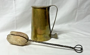 Vintage Cape Cod Shop Messing Schmiertopf Krug mit Bimsstein Feuerstarter - Bild 1 von 13