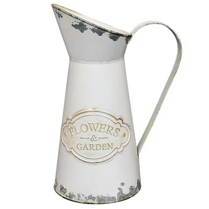 Tall French Style Farmhouse vase, Metal Vintage Vase Pitcher Flower Vase Coun... - Picture 1 of 7