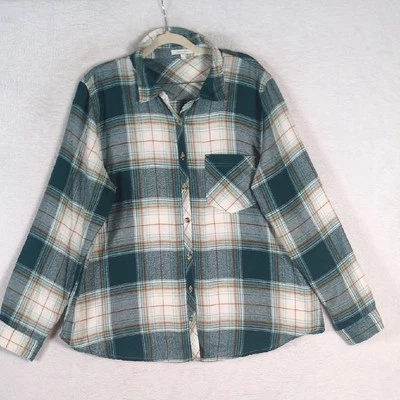 Maurices Women's Turquoise Plaid Boyfriend Button Down Shirt Size XL - Image 1 of 4