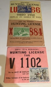 3 Vintage Ohio Hunting Licenses 1952 ‘55 ‘74 - Picture 1 of 3