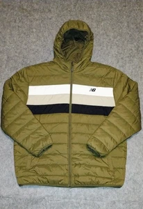  New Balance Colorblock Mens XL Green Puffer Quilted Tech Hooded Jacket 550 574 - Picture 1 of 8