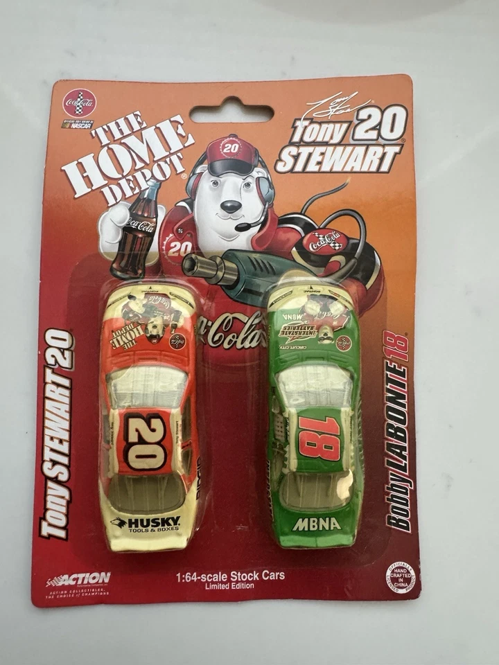 2 Car Set Tony Stewart 20 & Bobby Labonte 18 Home DEPOT Polar Bear 1 64