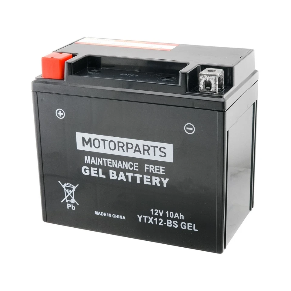 Batteria YTX12-BS GEL 12V 10AH MOTORPARTS GEL pronta all'uso per moto e scooter