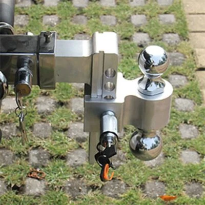 2'' Receiver Adjustable Trailer Tow Hitch 6'' Drop Rise Dual Ball W/Lock 12500lb - Image 1 of 4