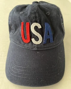 Old Navy USA Cap Hat Adjustable One Size Blue Red White Appliqué - Picture 1 of 3