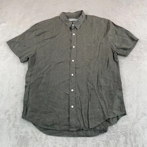 Vince Sport Shirt Men Large Olive Green 100% Linen Classic Fit SS NWOT $195 - Picture 1 of 9
