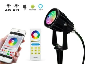 Smart LED Strahler Profi RGB+CCT 6W Funk WiFi Wlan Alexa Gartenstrahler IP66 - Picture 1 of 10