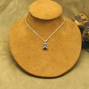 Sterling Silver Teddy Bear Charm Pendant Necklace - Picture 1 of 6