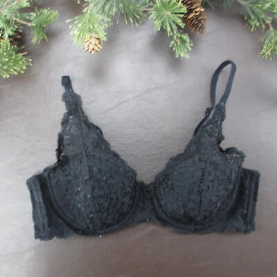 Sujetador Victoria's Secret 34C Negro Encaje Acolchado Con Aros Cierre Ajustable Espalda Foto 1 de 4