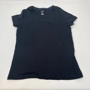 ST JOHN'S BAY Women's Black Short Sleeve Cotton T-Shirt Size Med - Picture 1 of 5