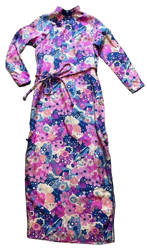 Vintage 60s HONG KONG Qipao Cheongsam Sarita Hopkins Weeks Formal Floral Dress S - Image 1 of 4