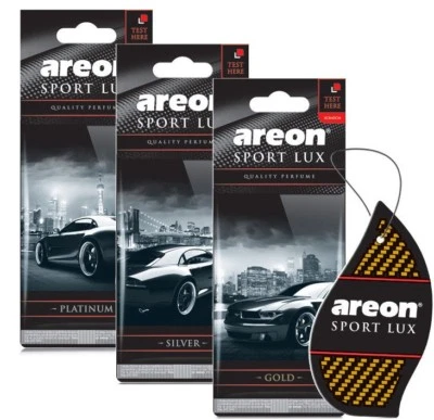 AREON Sport Lux, Car Air Freshener, Assorted pack of 3 (Platinum, Silver, Gold) - Image 1 of 4