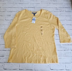 Women's Size Petite XL Karen Scott 3/4 Sleeve Top In Warm Gold-NWT - Picture 1 of 11