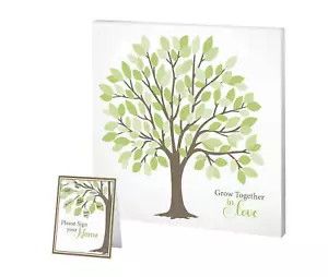 Albero degli ospiti matrimonio libro firma alternativo albero con foglie verdi - Foto 1 di 4