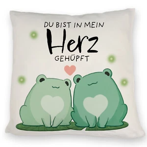 Frosch Kissen mit Spruch Du bist in mein Herz gehüpft - Bild 1 von 40