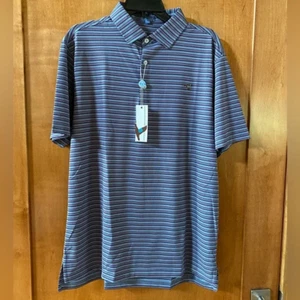 GENTEAL Banff Stripe Pique Polo Shirt Men’s size Medium Smoked Logo Gen Teal - Bild 1 von 5