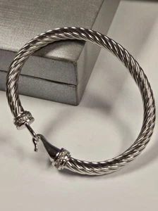 Silvertone Ribbed Cuff Bracelet - Picture 1 of 5