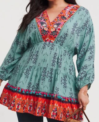 JOE BROWNS - EMBROIDERED BOHO IBIZA TUNIC PLUS SIZE UK 26 BNWT - Image 1 of 4