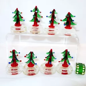 8 Stück Mini grüne Kristall Weihnachtsbaum Figur Glas klar oder blickdicht Ornament - Bild 1 von 8
