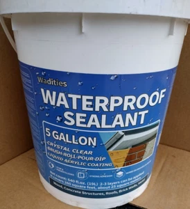 5 Gal Wadities Waterproof Sealant Crystal Clear Wall Bathroom Roof Water-Based - Picture 1 of 10