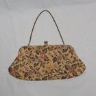 1920s 30s Vintage Petit Point Floral Embroidered Evening Bag Peerless Leather 