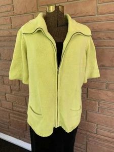 Chicos Strickjacke Gr. 3 Kurzarm Reißverschluss vorne Achselzucken Jacke lemon-limette Farbe - Bild 1 von 6