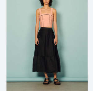 Sandro Paris Women`s Skirt Size 40 / L Midi Skirt Linen Blend RRP: 185 EUR