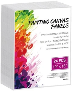 Canvas Boards for Painting 24 Pack 12 x 16 Inch Blank Canvases for Painting - Picture 1 of 12