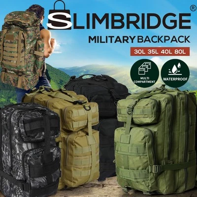Slimbridge 30L/35L/40L/80L Military Tactical Backpack Rucksack Camping Travel - image 1 of 4