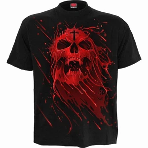 Camiseta Unisex Negra Rojo Sangre Calavera Cruz Gótico Terror Fantasía Oscura Gráfico - Imagen 1 de 3