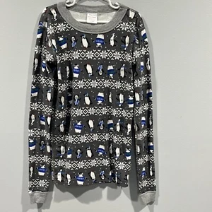 Hanna Andersson Long Sleeve Snow Penguin PJ Pajama Shirt Kids 14 160cm Slim Fit - Picture 1 of 6