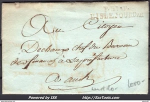 FRANCE MARQUE POSTALE P 31 P ROUGE 42 X 8 MM L'ISLE JOURDAIN GERS POUR AUCH - Picture 1 of 2