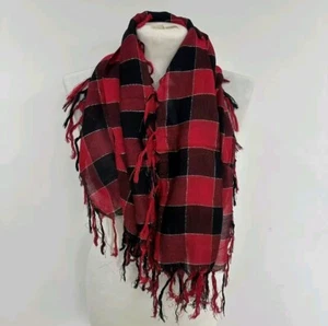 Women Scarves Fashion Red & Black Plaid Check Long Scarf Viscose Wrap Shawl New - Picture 1 of 2