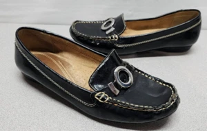 Naturalizer Gabina Women's 7.5 Black Patent Shoes Casual Slip On Faux Buckle - Picture 1 of 10