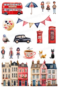 London UK Bus Cab Cake Topper Party Decoration Edible Birthday Gift Stand Up GB - Picture 1 of 12