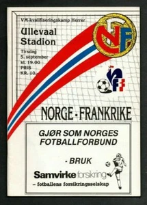 Orig.PRG World Cup Qualifikation 05.09.1989 NORWAY - FRANCE !! VERY RARE - Picture 1 of 1