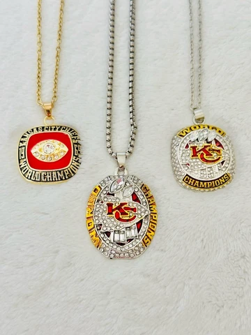 3 PCS Chiefs Ring Kansas City Chiefs Pendant Necklace COMPLETE SET, US SHIP Cover